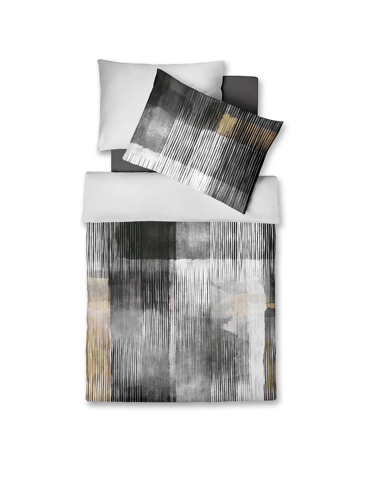 FLEURESSE | Satin Bettwäsche 70x90cm/140x200cm MODERN ART Burnt Orange | grau